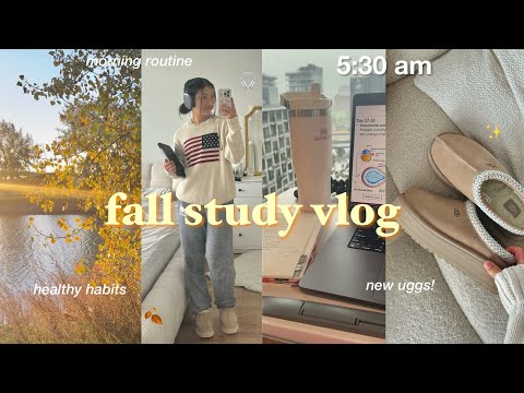 *fall* study vlog 🍂 waking up at 5AM, morning routine, final exam prep, healthy habits aesthetic