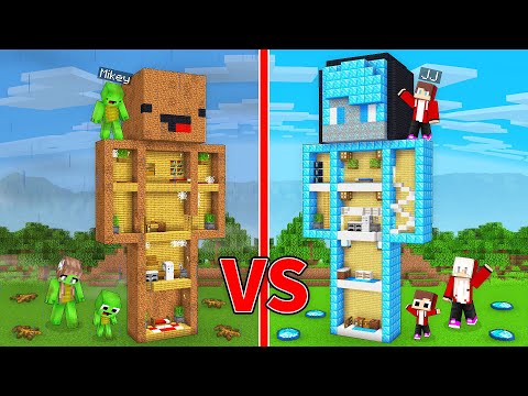 JJ's Family RICH Statue vs Mikey's Family POOR Statue Survive Battle in Minecraft - Maizen