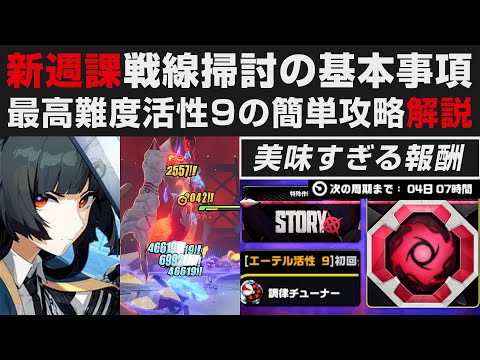 【ゼンゼロ】新たな週課「戦線掃討」の基本事項＆最高難度エーテル活性9の簡単攻略法解説・美味すぎる報酬獲得【ゼンレスゾーンゼロ・攻略・考察・検証】星見雅・零号ホロウ・迷いの地・新スキル・Ver1.4