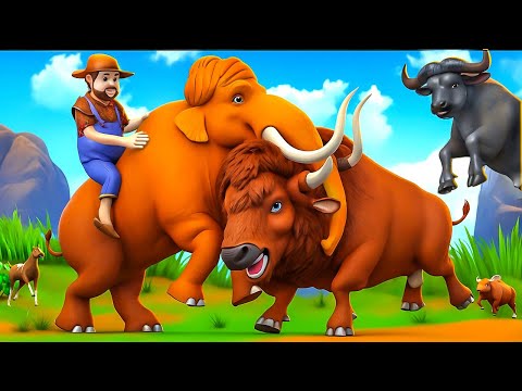 Giant Mammoth vs Giant Bison: Epic Face Off for the Throne! | Donald’s Farm Diorama Adventure