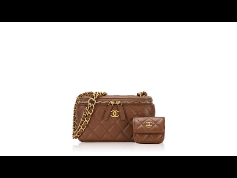 Chanel Caviar Small Vanity Bag With Pochette Brown