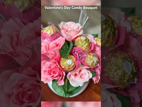 Diy Beautiful Ferrero Rocher Valentine's Day Bouquet.  #valentinescrafts #diy #valentinediys