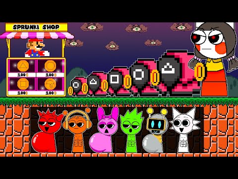 Mario Open Shop for SQUID GAME Characters And Incredibox Sprunki | Game Animation