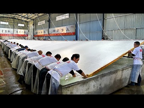 Inside Factory Producing by Hands Giant Sheet of Paper