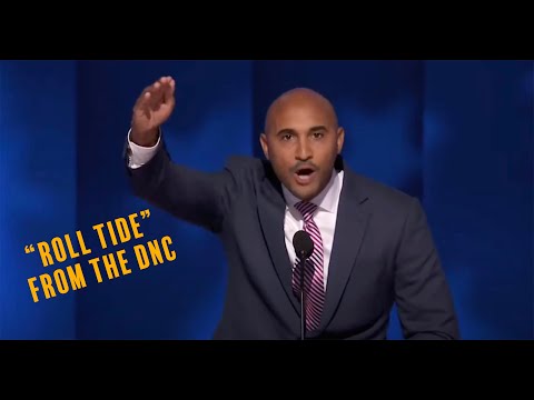 Shomari Figures ends his speech at the DNC with a "Roll Tide"