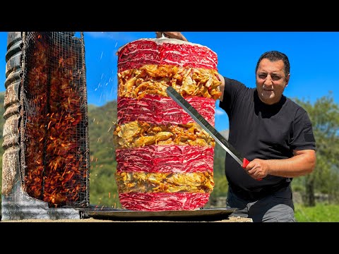 Layered Doner Kebab From Two Types Of Meat At Once! Uncle Pleases Little Guests