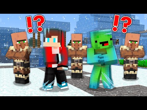 JJ And Mikey Found FROZEN VILLAGE In Minecraft - Maizen