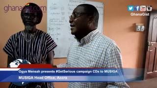 Ogya Mensah presents #GetSerious campaign CDs to MUSIGA | @GhanaGist Video