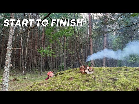 30 days in a wild forest. Construction of an underground secret shelter far from civilization. ASMR