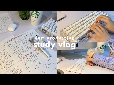 4am productive study vlog 💻☕️waking up early, studying, notes, coffee more