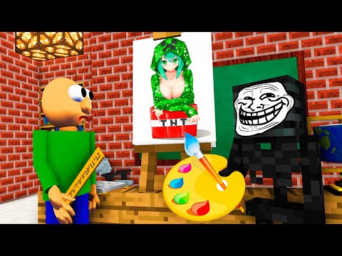 Monsters & Baldi's Basics DRAWING CHALLENGE and Stupid Jokes - Minecraft Animation