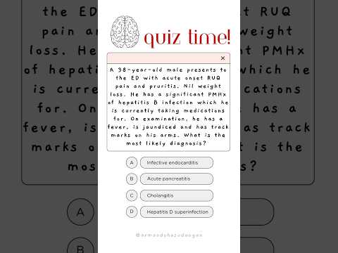 Quiz - right upper quadrant pain and pruritus #medicalstudent #medicalschool #hepatitis