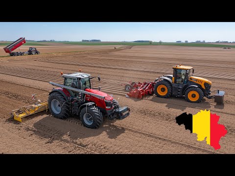 Soil preparation and planting potatoes in Belgium - FENDT, JOHN DEERE, MASSEY FERGUSON, JCB