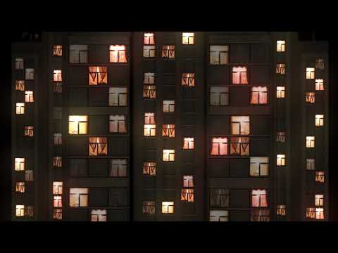 Night City Blinking Lights Video Loop Apartment Block