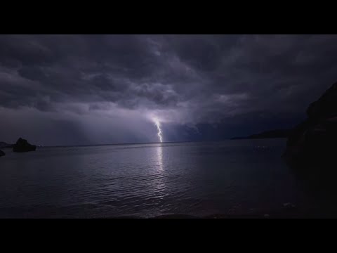 Stormy Night at Adriatic Sea - Rafailovići, Montenegro