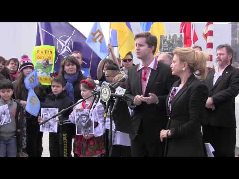 Ukraine statement on Crimea takeover, at local UN protest