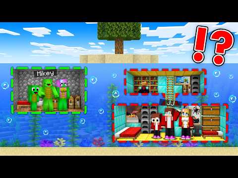 Mikey Tiny vs JJ Giant BUILD Challenge UNDERWATER Family House Survival Battle in Minecraft - Maizen