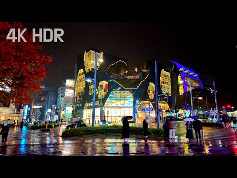 [ASMR] Shibuya Rain Urban Night Walk | Tokyo | Relaxing Natural City Ambience