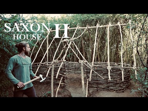 Building an Anglo-Saxon Pit House with Hand Tools - Part II | Medieval Primitive Bushcraft Shelter