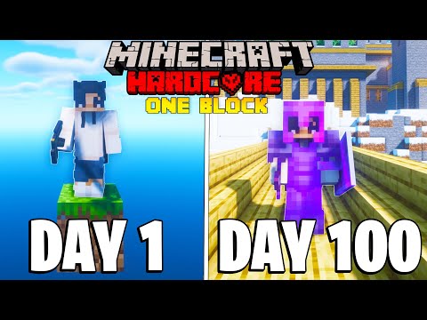 I Survived 100 Days on ONE BLOCK in Hardcore Minecraft...