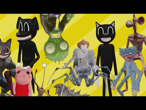 Monster Fights | Huggy Wuggy, Siren Head, Piggy Roblox, Pennywise Spider, King Kong, Cartoon Cat