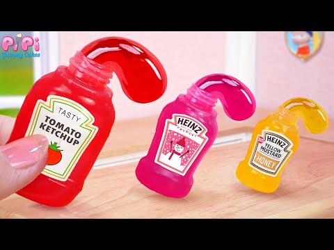 Magical Honey Jelly👋Mạking Miniature HEINZ Tomato Ketchup Sweet Honey Jelly Bottle💕Pipi Yummy Cake