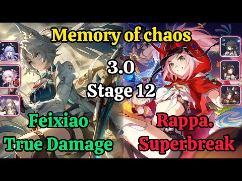 E0S0 FeiXiao True Damage & E0S0 Rappa Superbreak Memory of chaos stage 12 (3 star) Hsr