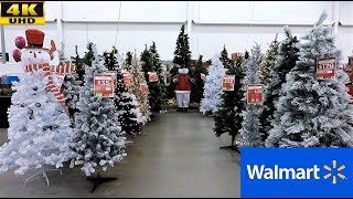 WALMART CHRISTMAS (COMPLETE SECTION) - CHRISTMAS TREES ORNAMENTS DECORATIONS SHOPPING (4K)