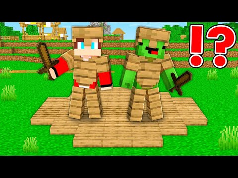 JJ And Mikey In WOODEN PLANKS CIRCLE In Minecraft - Maizen