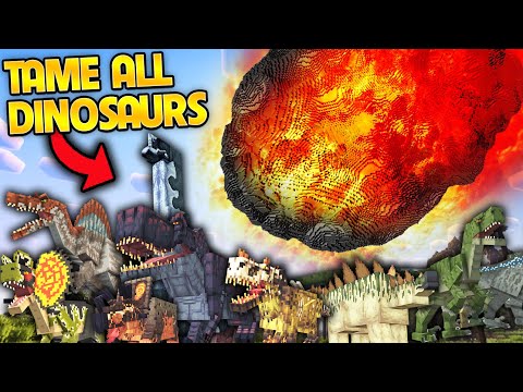 I Tamed EVERY DINOSAUR And Rescue Them From GIANT METEOR In Jurrassic World Minecraft 100 DAYS