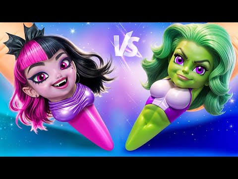 She-Hulk vs Draculaura / Fake Superheroes vs Real Superheroes!