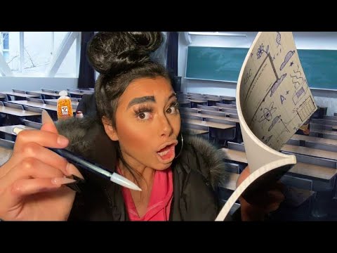 ASMR~ British Girl Chav BFF helps you with your homework in class (personal attention)📝😈