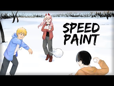 Chainsaw Man SPEEDPAINT || Snowball Fight