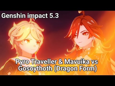 Pyro Traveller & Mavuika vs Gosoythoth (Dragon Form) | Genshin Impact 5.3 | Cutscene