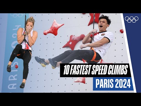 10 Fastest Speed climbing times at #Paris2024 🧗‍♀️😮‍💨 | Top Moments