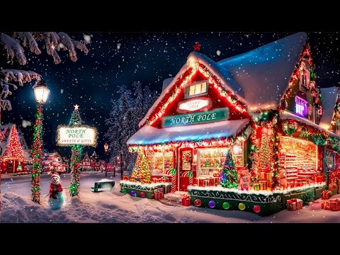 CHRISTMAS NORTH POLE SWEETS SHOP ASMR-SNOW FALL-COLORFUL LIGHTS-SNOWMAN-INSTRUMENTAL CHRISTMAS MUSIC