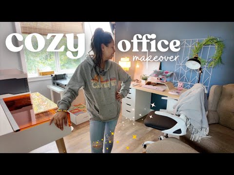 cozy home office makeover 🍃 new chair, desk organization, laser machine