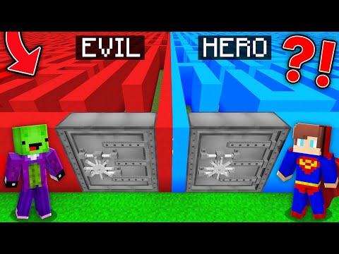 JJ's SUPERHERO vs Mikey's VILLAIN Biggest MAZE Battle in Minecraft Maizen!