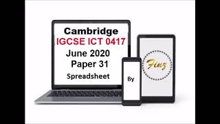 IGCSE ICT 0417 June 2020 Paper 31 Spreadsheet