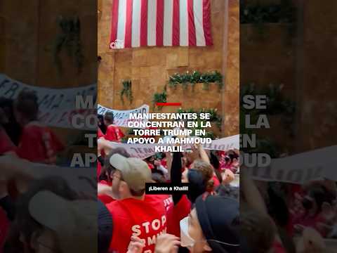 Manifestantes se concentran en la Torre Trump en apoyo a Mahmoud Khalil