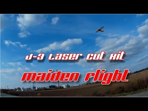 Maiden flight of J-3 Laser Cut Kit 1180mm from Banggood and Hobbyking