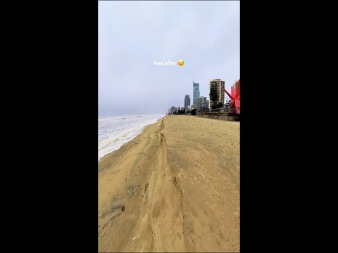 Massive swells erode 2-metre cliffs off iconic Gold Coast beach