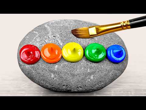 6 Super Easy Stone Painting Ideas｜Acrylic Painting Art Compilation