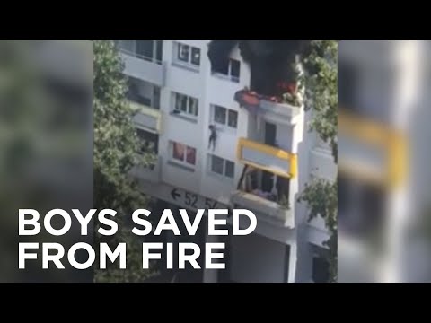 Brothers dropped 30 feet to safety during fire: VIDEO