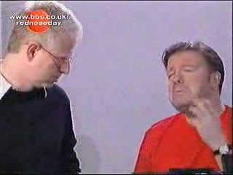 Ricky Gervais with Richard Curtis & Blue- Comic relief 2003