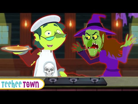 Midnight Party - Five Zombies Baking Pizza | More Spooky Skeletons Songs bY Teehee Town