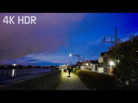 Magic Hour Walking Tour by the Riverside in Urayasu City | Chiba, Japan | 4K/HDR