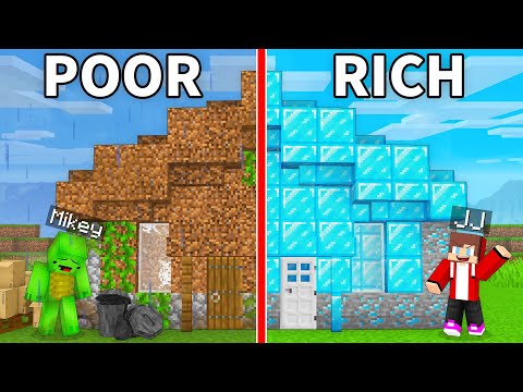 JJ's RICH Base vs Mikey's POOR Base UPGRADE Battle in Minecraft - Maizen