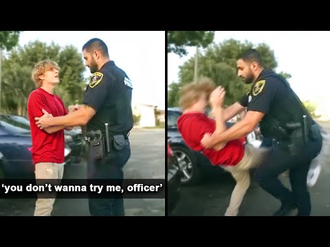 Fake "Tough Guy" FAILS To Intimidate Police Officer And INSTANTLY Regrets It...