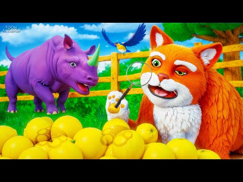 Crazy Cat vs. Rhinoceros! 🐱⚔️🦏🍎🔥 Who Wins the Ultimate Farm Fruit Challenge?